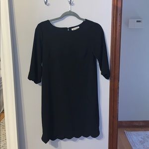 Scalloped black shift dress